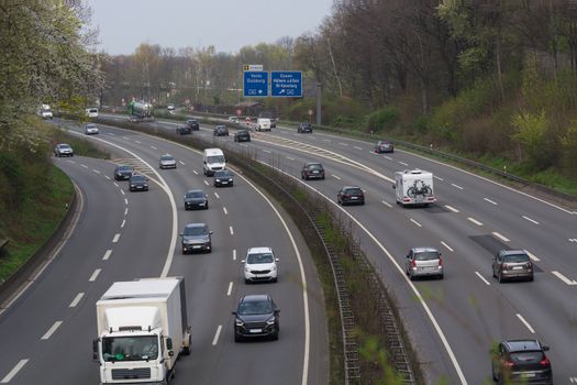 Cars on a german highway in after-work traffic