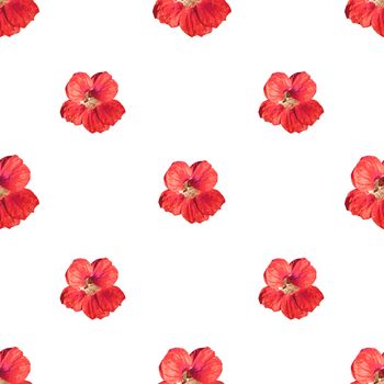 Beautiful flowers motif seamless pattern design in red and white colors