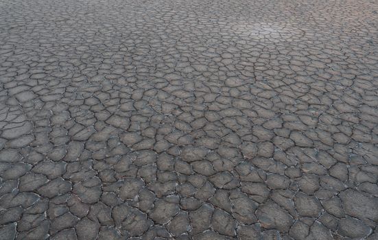 Salt marshes near lake Baskunchak. Astrakhan region, Russia. close up view of cracked ground.