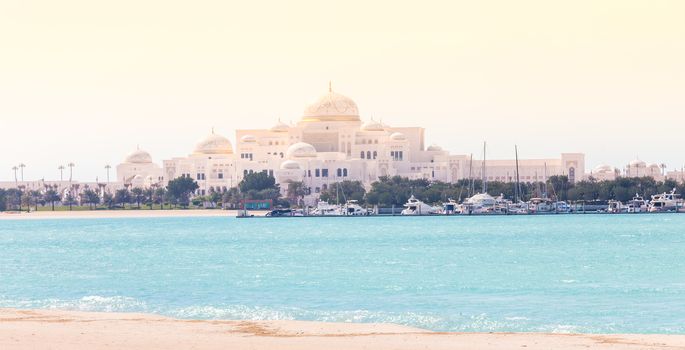 Panoramic View of New Presidential Palace, Abu Dhabi, United Arab Emirates.