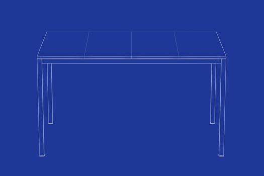 3d wire-frame model of dining table