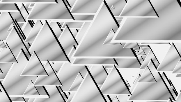Many white triangles for technology conceptual background, 3D rendering computer generated abstraction