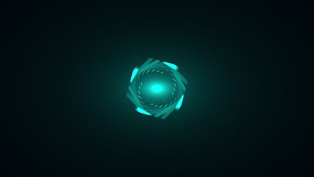 Spiral twisting of a square frame into a light white spot. Centrifugal force. Computer generated abstract background, 3d rendering