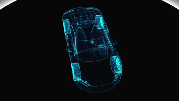 Abstract transparent modern car, 3d rendering computer generated background