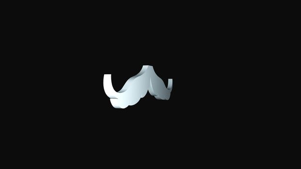 Simple 3d mustache is in space, this is symbol of hipsters, 3d rendering computer generated background