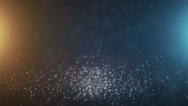 Abstract vintage bokeh particles particles in space with light, computer generated abstract background, 3D rendering