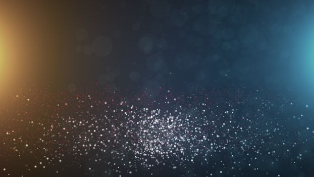 Abstract vintage bokeh particles particles in space with light, computer generated abstract background, 3D rendering