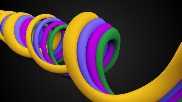 Simple wavy bend lines are in space, 3d rendering computer generated background