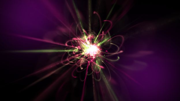 Abstract flower with petals from energy light and flashing in the dark space like cloudy sky, 3d rendering computer generated background