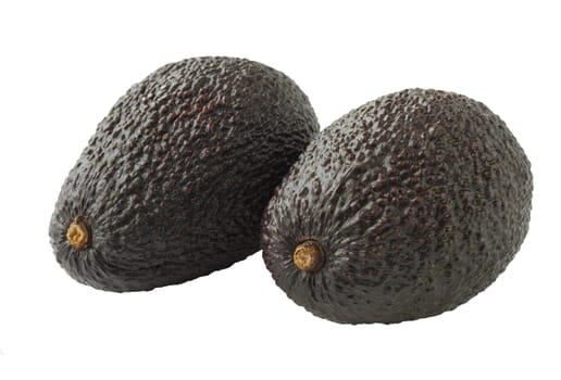 Avocado isolated on white background, closeup of avocados.