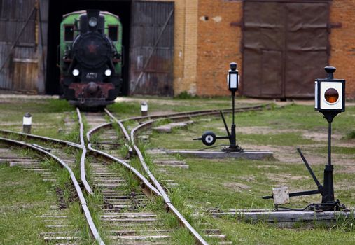 Old  steam locomotive in open air museum of Pereslavl, Russia