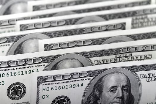hundred dollar bills as background