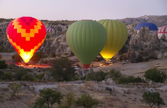 Hot Air Balloons over valley in Cappadocia, Turkey
