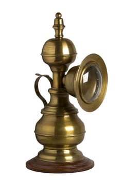 Antique oil lamp, isolated on white