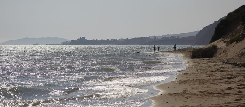 Fishing on the seashore in Marina di Butera in Sicily