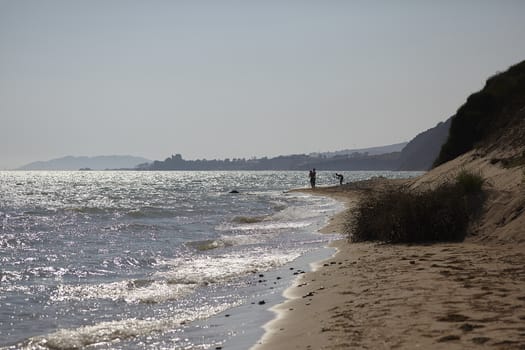 Fishing on the seashore in Marina di Butera in Sicily