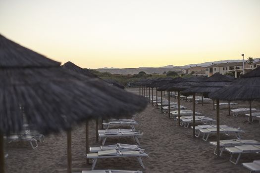 Umbrellas by the sea in Marina di Butera, Sicily