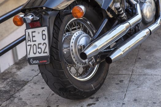 Detail of a black chopper motorcycle...