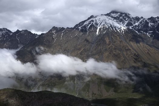 Summer Landscape in the Mountains  Clouds Flying Between Rocks
