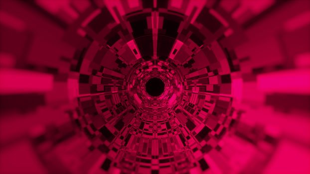 Fantastic abstract background of a cylindrical tunnel made of microchips. Computer generated 3d rendering