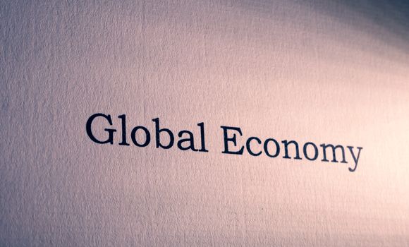 Close up of global economy tag