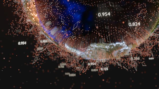 Connection lines and dots around Earth globe, Futuristic technology background. 3D illustration. Elements of this image furnished by NASA