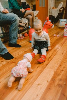 Little girl at christmas time. Christmas tree in background