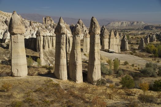 Stone  Columns in Love Valley of Cappadocia Turkey
