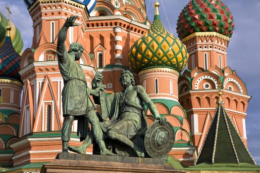 	
monument of Kuzma Minin and Dmitry Pozharsky, and St. Basil church in Moscow.
