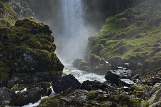 Mountain Waterfall in Iceland.