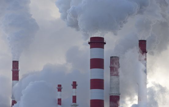 smoking chimneys of power plant