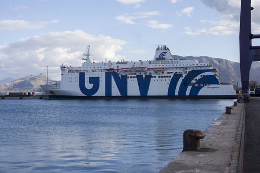 GNV ferry docked at the port of Palermo