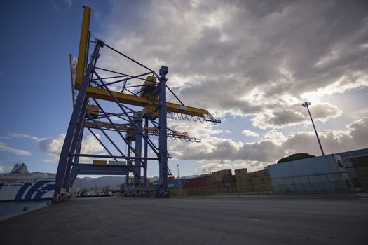 Cranes at the port of Palermo for handling cargo loads