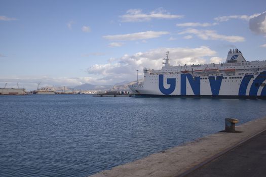 GNV ferry docked at the port of Palermo