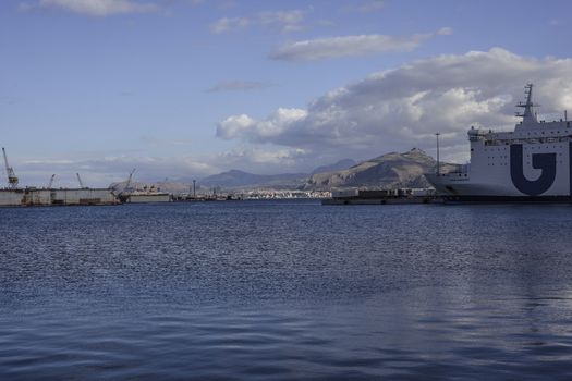 GNV ferry docked at the port of Palermo