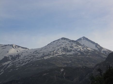 snow mountain range in Europe