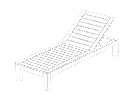 3d wire-frame model of sun lounger on white background