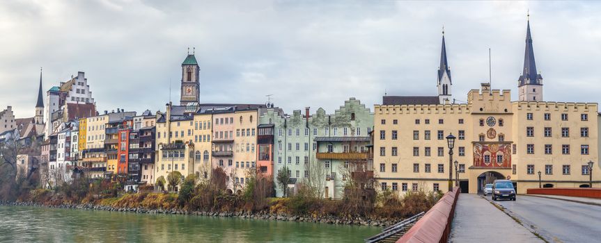 View of Wasserburg am Inn from bridge, Germany