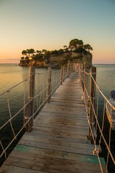 Nice view of the Cameo Island. Great spring scene on the Port Sostis, Zakynthos island, Greece, Europe. Beauty of nature concept background. Long exposure.