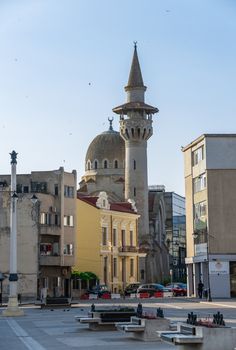 Constanta, Romania – 07.09.2019.  The Great Mosque in Constanta, the famous architecture and religious monument in Romania