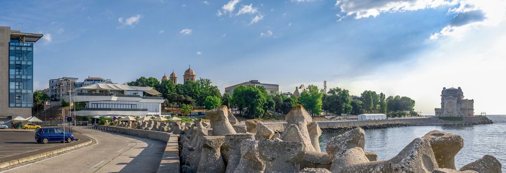 Constanta, Romania – 07.09.2019.  Embankment in the city of Constanta, Romania, on a sunny summer day