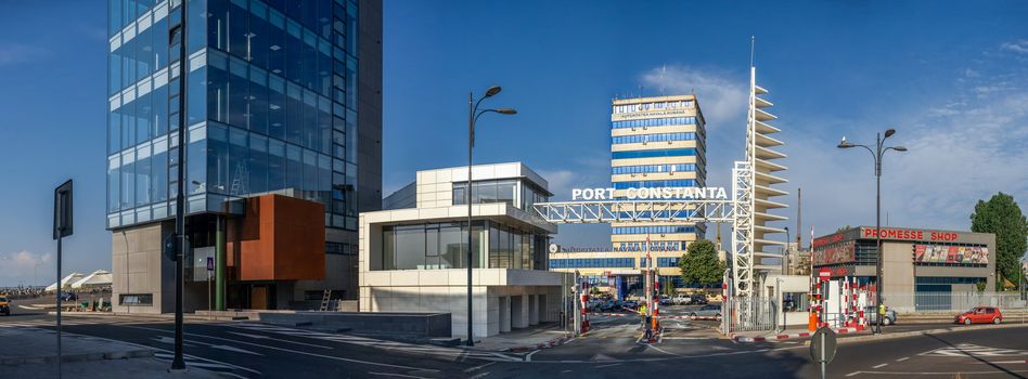 Constanta, Romania – 07.09.2019.  Panoramic view of Industrial and cargo port in Constanta, Romania, on a sunny summer day