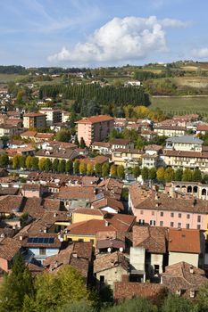 A view of Dogliani from a terrace, famous for Dolcetto wine