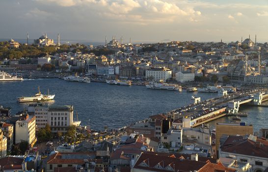 Turkey Istanbul View on Old City and Galata Bridge