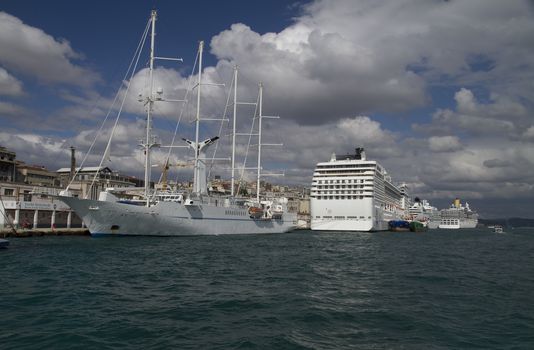 Cruise Ships in the Harbor of Istanbul Turkey