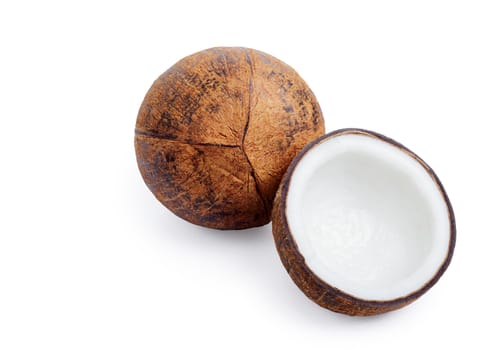 Group of fresh coconuts isolated on white background clipping path.