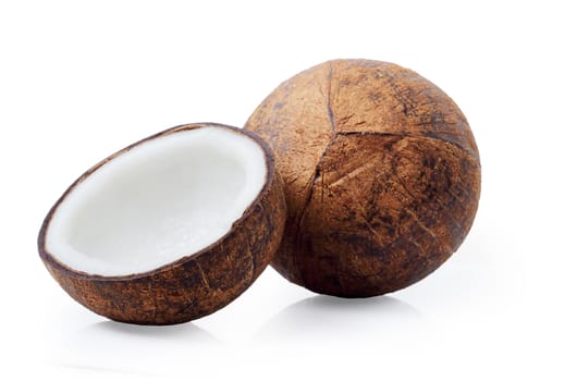 Group of fresh coconuts isolated on white background clipping path.