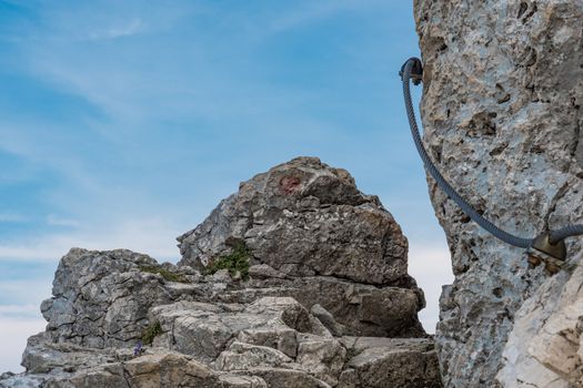 Via ferrata Kampenwand in Bavaria Alps in Summer