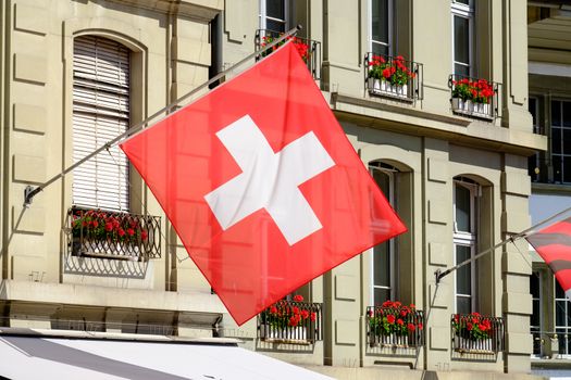 Flag of Swiss in the city Bern