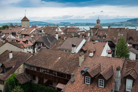 View of the city Murten in Swiss